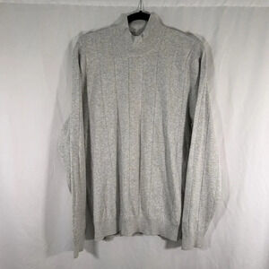 Perry Ellis Sweater Men XL Grey Turtleneck Ribbed Long Sleeve Tech Knit